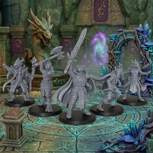 AUSPDICE Fantasy RPG Accessory Figurine Set for Dungeon Masters & TTRPG Players, 25mm Scale Tabletop Unpainted Miniatures Pack- Dragonborn Adventurer AS1008