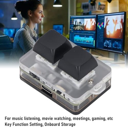 LICAEVEY USB 2-Key Mini Keypad, Support Programming Macro and Software Blue Switch Custom Keyboard with RGB Light, Support Bluetooth and USB C Connection