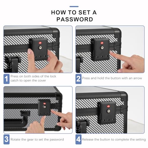 Graded Card Storage Box – Aluminum Alloy Trading Cards Storage Box with Combination Lock - Holds 140+ Graded Cards, Sports Card Case, Fits PSA, CSG, BGS (Carbon Fiber) - color: Carbon Fiber
