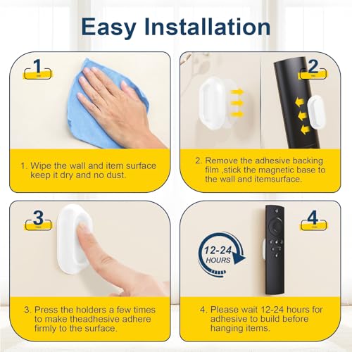 Magnetic Silicone Remote Control Holder Wall Mount for TV Fan 6 Pack White | Upgraded Silicone Remote Caddy, Self-Adhesive, Remotes Control Organizer Storage, Home Office Air Conditioner Remote Holder - color: 6 White