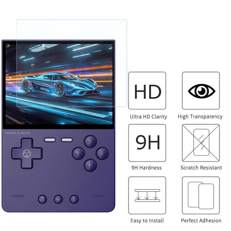 for Trimui Brick Screen Protector, [2 Pack] HD Tempered Glass Film [9H Hardness] [Anti-Scratch] Compatible for Marryoo FINGEREVO WESICH HANHIBR Ampown TRIMUI Brick Retro Handheld Game Console