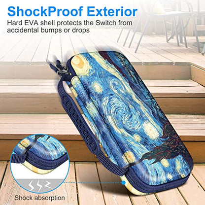 FINTIE Carrying Case for Nintendo Switch / Switch OLED Model (2021) | Portable Travel Storage Bag, Shockproof Protective Cover, 10 Game Card Slots & Inner Pocket, Starry Night - color: starry night