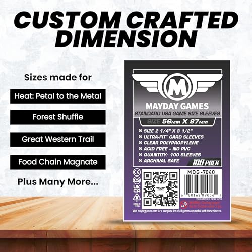 Mayday Games Standard USA Card Sleeves 56x87mm - Purple Label Clear Perfect Fit Card Sleeves and K-Pop Photo Cards, 40 Micron, 100 Per Pack - MDG-7040
