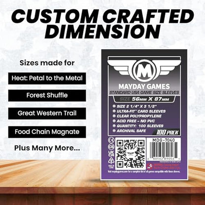 Mayday Games Standard USA Card Sleeves 56x87mm - Purple Label Clear Perfect Fit Card Sleeves and K-Pop Photo Cards, 40 Micron, 100 Per Pack - MDG-7040