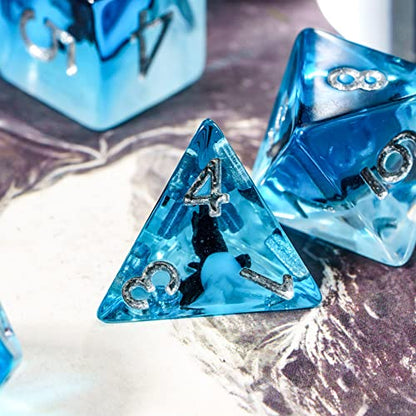 Cusdie 7-Die DND Dice, Polyhedral Dice Set Filled with Animal, for Role Playing Game D&D Dice (Eagle) - color: Eagle