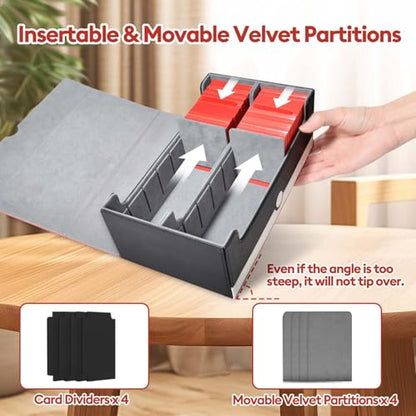 tombert TCG Card Storage Box, 1600+Capacity for MTG, YuGiOh, Sports Cards.Premium Box with 4 Dividers, 4 InsertCards & Strong Magnet Closure (2 Rows -White & Red) - size: 1600+
