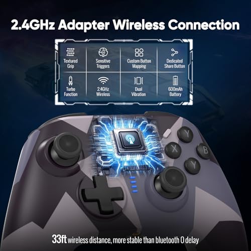 BETMI Wireless Controller for Xbox one/Series X|S/Windows 10/11 | 2.4GHz Gaming Gamepad with Hall Effect Joystick, Back Button, Macro/Turbo/Dual Vibration, 3.5mm Audio Jack