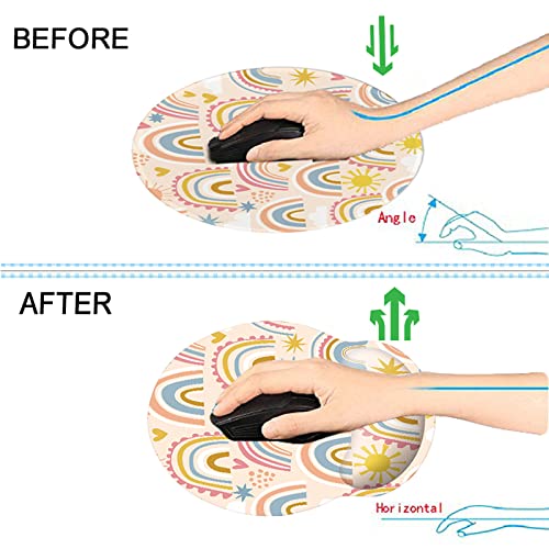 Memory Foam Wrist Support Mouse Pad Comfortable Padded Wrist Mousepads 9in X10in Desktop Notebook Mouse Mat (Cute Rainbow Foam) - color: Cute Rainbow Foam