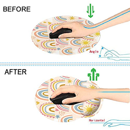 Memory Foam Wrist Support Mouse Pad Comfortable Padded Wrist Mousepads 9in X10in Desktop Notebook Mouse Mat (Cute Rainbow Foam) - color: Cute Rainbow Foam