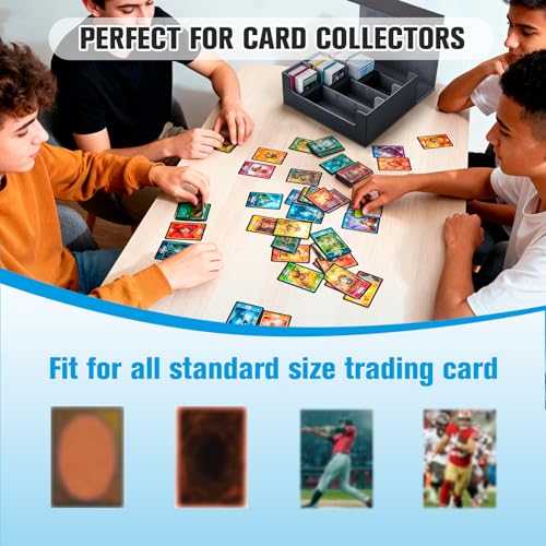 Trading Card Storage Box with 12 Dividers and 6 Foam Stoppers, Large Capacity Sturdy Leather Strong Magnetic Closure MTG Commander Deck Box, Case for TCG MTG Sport Card (Holds 1800+)