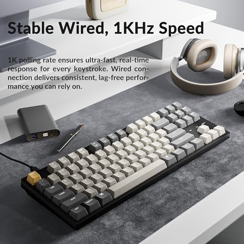 Keychron C1 Pro Wired Custom Mechanical Keyboard, TKL Layout QMK/VIA Programmable OEM Profile Double-Shot PBT Keycaps White LED Backlight with K Pro Red Switch for Mac Windows Linux - color: K Pro Red Switch