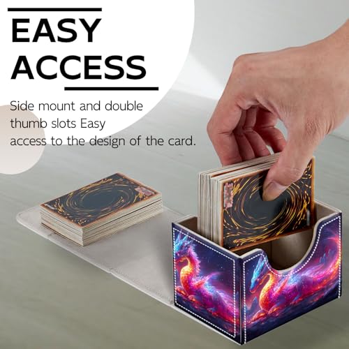 Trading Card Storage Box, Holds 100+ for MTG Cards, PU Leather with Magnetic Closure, Cosmic Rainbow Dragon in Starry Night Durable Deck Box for Magic the Gathering, Trading Card Games - color: Cosmic Rainbow Dragon in Starry Night