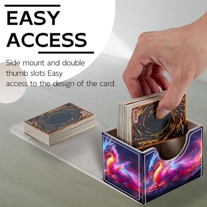 Trading Card Storage Box, Holds 100+ for MTG Cards, PU Leather with Magnetic Closure, Cosmic Rainbow Dragon in Starry Night Durable Deck Box for Magic the Gathering, Trading Card Games - color: Cosmic Rainbow Dragon in Starry Night