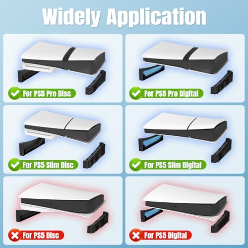 ZYTHRONE Horizontal Stand Compatible with PS5 Slim & Pro Console, Base Stand for PlayStation 5 Slim/Pro Disc & Digital Editions, Hold 12 Pcs Game Disc (Not for PlayStation 5 2020), Black - color: Black
