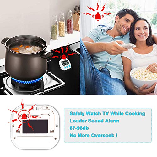 2 Pack Digital Kitchen Timer II 2.0, Big Digits, Loud Alarm, Magnetic Backing, Stand, for Cooking Baking Sports Games Office (White) (2 Pack)
