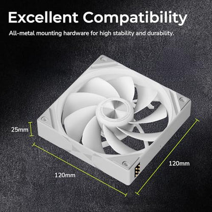 Tryx 120mm Case Fan Reverse Blade ARGB PC Computer Quiet Fan 3in1 Cooler, Upgraded Pogo-Pin Connection with Magnetic Cable，ARGB Gen2 LEDs，New Version ROTA SL，White - color: 3in1 White, size: Reverse Fan