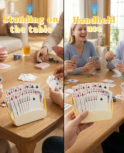 4 Pcs Card Holders for Playing Cards, 3 Layers Design Card Game Holder with Foldable Stand for Adults