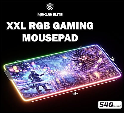 RGB Gaming Mouse Pad Large Extended Desk Mat 35.4x15.7in XXL XXXL Mousepad LED Light Up Keyboard Mat PC Gamer Desk Pad Gaming Accessories Extra Big Mouse Mats Full Desk Size - Arcane Rift - color: Arcane Rift