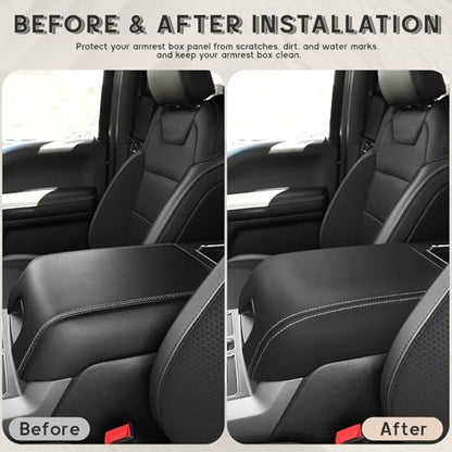 ramue Center Console Armrest Cover for Ford F150 2015-2020 Bucket Seat Only | for F250 F350 F450 2017-2022/Expedition 2018-2024，Anti-Scratch ， Non-Slip ， PU Leather ，Easy Install - size: for F150 13th Gen(Bucket Seat Only)