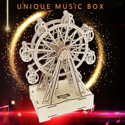 Wooden 3D Puzzle for Adults Mechanical Ferris Wheel Music Model Kits Wood DIY Crafts Kit to Build for Age 14+ Years Old - style: ferris wheel