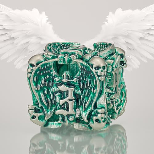 DND Dice,HNCCESG Hollow Metal Set 7 Pcs for Dungeons and Dragon,D and D GIFS of Tabletop Game (Matte Green White Skull) - color: Matte Green White Ts