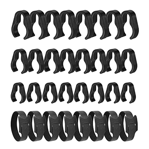 Microphone Stand Cable Clips, Boom Pole Plastic Mount Clamps, 32 PCS | 3 Assorted Sizes, Includes Cable Ties, Audio Cable Organizer for Recording Equipment - size: 32 pcs