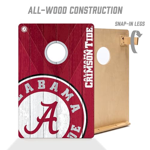 YouTheFan NCAA 2’ x 3’ Wood Cornhole Game with Logo Bags - color: Alabama Crimson Tide