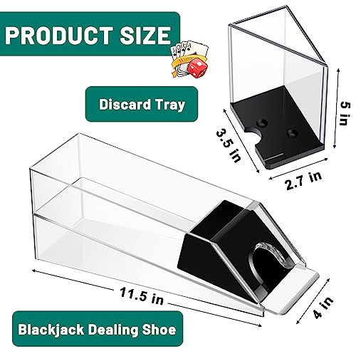 Honoson 6 Deck Blackjack Shoe and Discard Tray Acrylic, Clear | Card Dispenser for Poker Games, Dealing Shoe with Discard Holder for Casino Blackjack, Transparent Acrylic Material - color: Clear, style: 6 Deck
