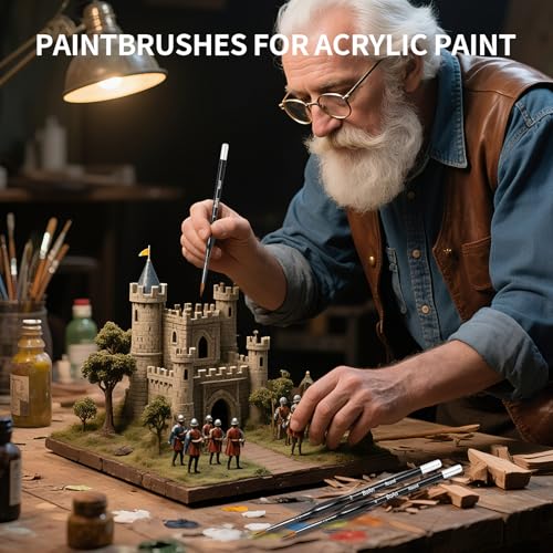 BoAn 21 Pcs Micro Paint Brushes Set,Miniature Brushes with Triangular Handles,for Acrylics,Oils,Watercolors & Paint by Number for Figurine,Craft, Models,Nail Art, Face Painting and Paint 40k (Black)