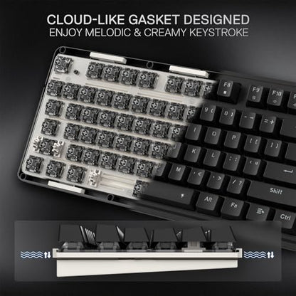 Redragon K745 Wired Gasket RGB Gaming Keyboard, 108 Keys Mechanical Keyboard w/Extra 4 Hotkeys, Upgraded Hot-swappable Socket, 5-Layer Noise Dampening, Creamy & Thocky Custom Linear Switch - color: Essential Black, size: 108 Keys