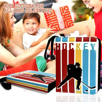 900 Pocket Zippered Hockey Card Binder, 9-Pocket Trading Card Album with 50 Removable Sleeves, PU Leather Waterproof Sports Card Holder for NHL Hockey Cards Storage Display Case Gift - size: 900 Pockets Hockey