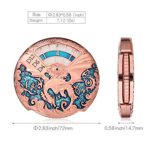 DNDND Dragon Roulette Metal Spinner Dice 7-in-1 Spinning DND Dice Set with Gorgeous Gift Box for Dungeons and Dragon and Role Playing Game(Rose Gold with Teal) - color: Dragon Teal