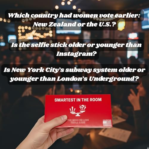 MACHERA America Trivia Game: Smartest in THE Room - The USA & World Card Game for Adults & Families with 450 Fun Questions, Ideal for Travel, Game Night