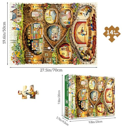 HUADADA Jigsaw Puzzle for Adults 1000 Pieces, Eye Protection, Rabbit House Theme, Birthday Gifts for Women and Men - color: Rabbit House