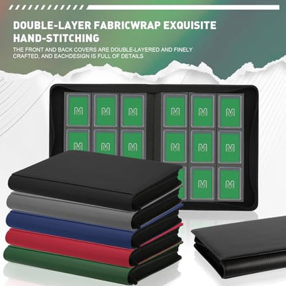 Toploader Binder, 9-Pocket 288 Cards Holder for 3"x4" Rigid Card Sleeves | Top Loader Binder with Sleeves Trading Card Binder for TCG,Sport Cards, PU Leather Cover, Side Loading (9 Deep Green) - color: 9Deep Green