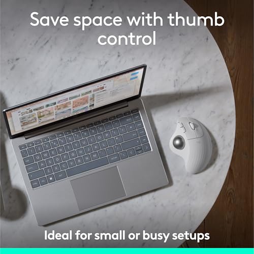 Logitech Ergo M575S Wireless Trackball Mouse- Off-White Silver Ball | Easy thumb control, precise and smooth tracking, Bluetooth and includes Logi Bolt USB receiver, PC Mac compatible - color: White + Silver Ball