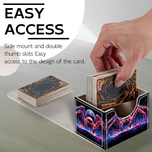 Trading Card Storage Box, Holds 100+ for MTG Cards, PU Leather with Magnetic Closure, Giant Red Spider in Neon City Durable Deck Box for Magic the Gathering, Trading Card Games - color: Giant Red Spider in Neon City