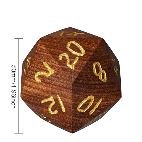 50mm Large D20 Dice Red Sandalwood 20 Sided Dice for Tabletop Games | Premium Gift Box, DM Gift, for Dungeons and Dragons Role Playing Games - color: D20 Red Sandalwood