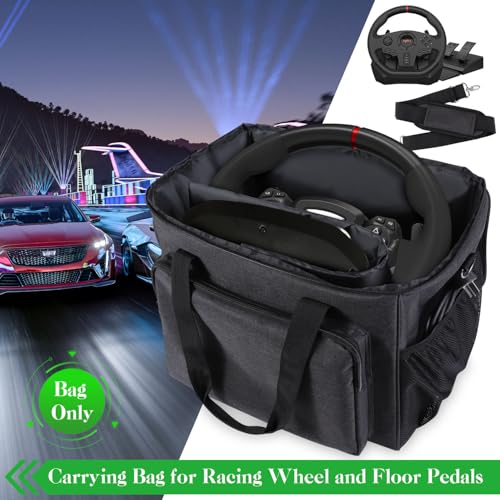 Storage Case for Driving Force Racing Wheel and Floor Pedals | Portable Pedals Carrying Organizer with Shoulder Strap Steering Wheel Storage Carrying Case for PS5 PS4 PC