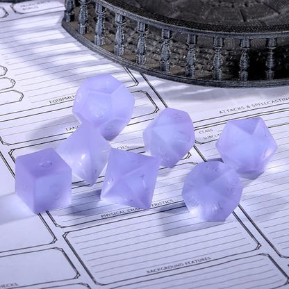 Matte Purple 7Pcs Polyhedral Dice Set, K9 Crystal Cat's Eye Multi-Faceted DND Dice for Dungeons and Dragons RPG Tabletop Game (Matte Purple) - color: Matte Purple