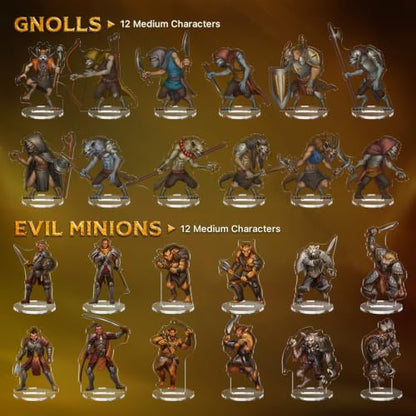 Skinny Minis Monster Villains Collection, 100 Monster Flat Minis, 5e & Pathfinder Minis for TTRPG, 2D Monster Miniatures for Tabletop RPG