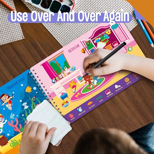 SpriteGru Search & Find Book, 30 Dry Erase Activities Game Pad, Reusable & Erasable Montessori Learning Toy Educational Games Autism Sensory Toys for Preschool Girls and Boys Ages 3, 4, 5, 6 - style: Search & Find