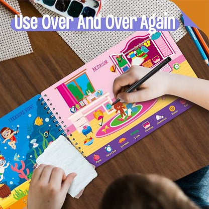 SpriteGru Search & Find Book, 30 Dry Erase Activities Game Pad, Reusable & Erasable Montessori Learning Toy Educational Games Autism Sensory Toys for Preschool Girls and Boys Ages 3, 4, 5, 6 - style: Search & Find