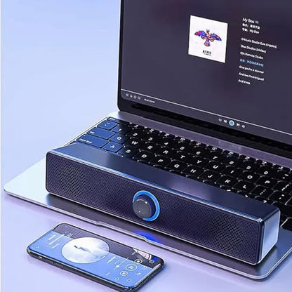 Computer Speakers Wired USB-Powered Sound-bar with Stereo Sound for PC Desktop Plug -n-Play 3.5mm Jack Computer Speakers for Desktop