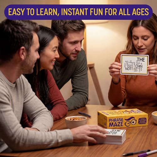 Phrase Maze Word Puzzle Party Card Game for Teens and Families Ages 10+ Hidden Phrase Pattern Recognition Brain Teaser for 2-6 Players - Adult Games