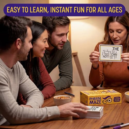 Phrase Maze Word Puzzle Party Card Game for Teens and Families Ages 10+ Hidden Phrase Pattern Recognition Brain Teaser for 2-6 Players - Adult Games