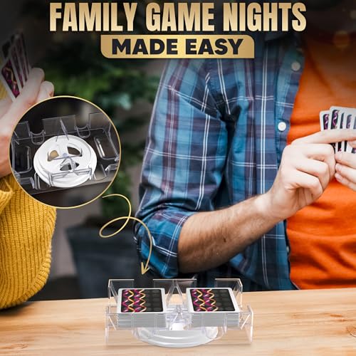 BURIUS 2 Deck Card Holders for Playing Cards, Revolving 360, 7.2 x 4.9 In | Canasta Card Tray for Adults, Organizes Multiple Decks, Lightweight Durable Plastic, a Smooth Swivel Base, for Poker Nights