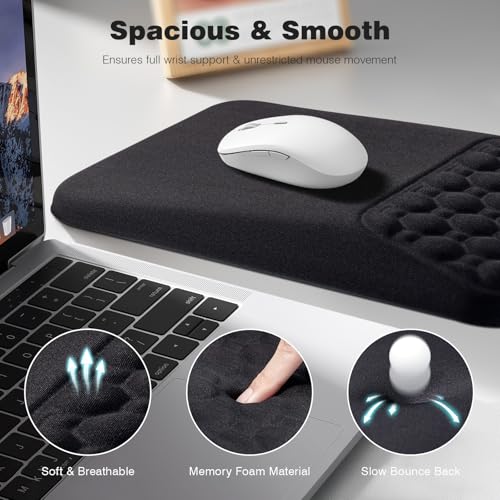 Ospelelf Mouse Pad with Wrist Rest Black Ergonomic Comfortable Pain Relief Mousepad Wrist Support for Laptop Computer - color: Black