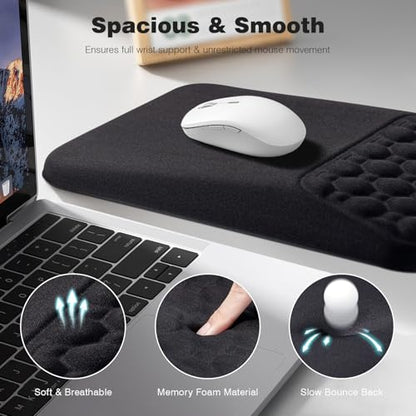 Ospelelf Mouse Pad with Wrist Rest Black Ergonomic Comfortable Pain Relief Mousepad Wrist Support for Laptop Computer - color: Black