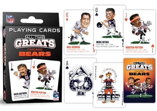 MasterPieces NFL Chicago Bears Playing Cards, Officially Licensed All Time Greats Deck, Premium Team Collectible for Game Night, Poker Play, Tailgate Use, Display Set, Chicago Bears Gifts for Men - style: Chicago Bears